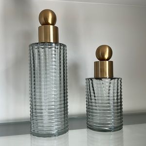 Glass Decorative Bottles - Set of 2